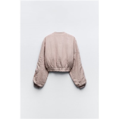 LINEN BOMBER JACKET WITH POCKETS