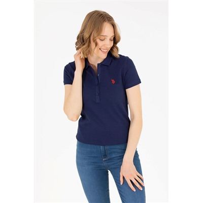 Kadın Lacivert Basic Polo Yaka Tişört