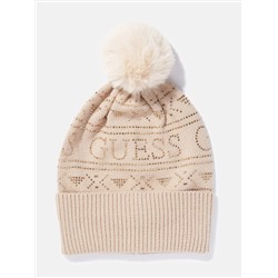 Guess Factory   Rhinestone Logo Pom Beanie