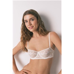 Sujetador balconette PRETTY encaje blanco