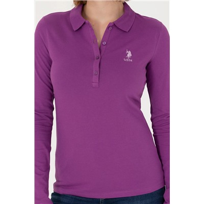 Kadın Violet Basic Polo Yaka Sweatshirt
