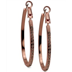 GUESS Rose Gold Pavé 1 1/4" Oval Hoop Earrings