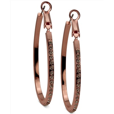 GUESS Rose Gold Pavé 1 1/4" Oval Hoop Earrings