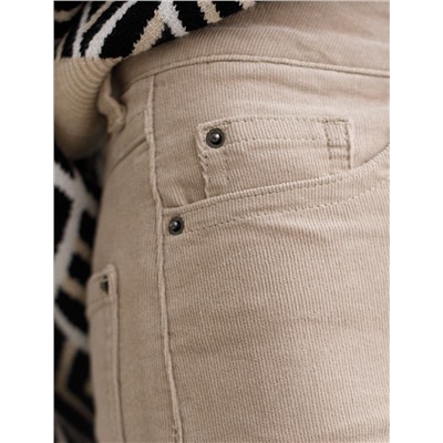 Укороченные эластичные брюки слим из микро вельвета