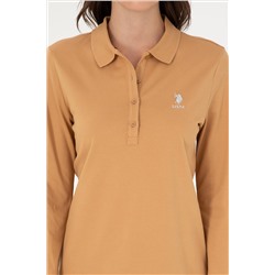 Kadın Camel Basic Polo Yaka Sweatshirt