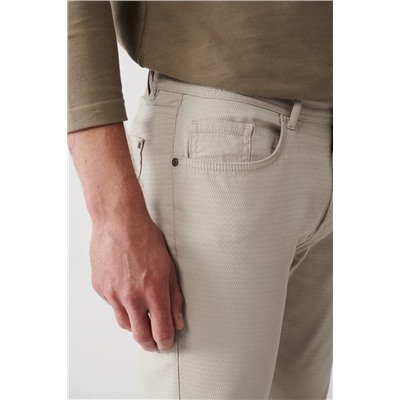Taş Armürlü Esnek 5 Cepli Slim Fit Dar Kesim Kanvas Pantolon