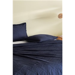 Triangle King Size %100 Pamuk Yatak Örtüsü - Lacivert - Lüks Koleksiyon