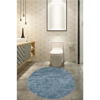 Relax Carpet Nova Mavi Yuvarlak 160x160 Cm Büyük Ebat Banyo Halısı Kaymaz Tabanlı Yıkanabilir Banyo Paspası RLX-NOVA-YUVBP160