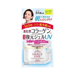 KOSE GRACE ONE Солнцезащитный гель для зрелой кожи лица старше 50 лет 9-в-1 SPF50 ,банка 100 гр