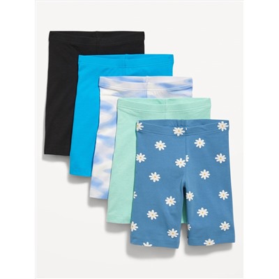 Jersey-Knit Biker Shorts Variety 5-Pack for Girls