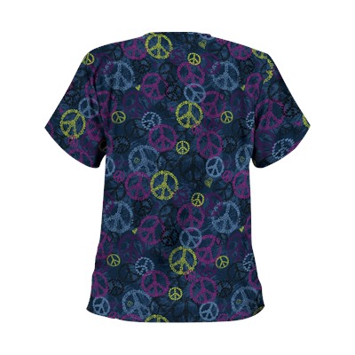 Happy Scrubs® Peace Out Navy Scrub Top