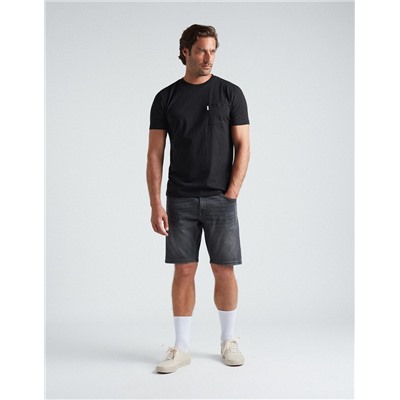 Slim Fit Denim Shorts, Men, Grey