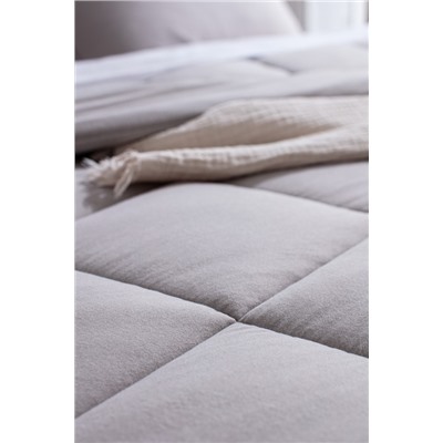 Bobigny Çift Kişilik Pamuklu SuperSoft Comforter Set - Gri
