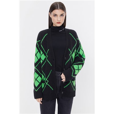 Cárdigan Negro y verde claro