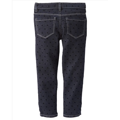 Flocked Skinny Jeans - Dark Indigo