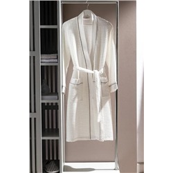 Pathier %100 Pamuk Kimono Unisex Bornoz - Beyaz/Bej