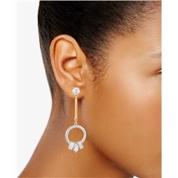 GUESS Two-Tone Crystal Circle Drop Earrings