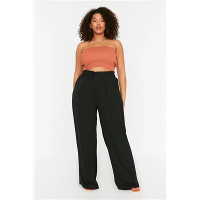 Trendyol Curve Siyah Yüksek Bel Pileli Dokuma Pantolon TBBSS22PL0448