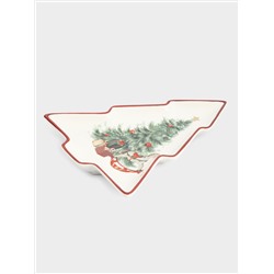 Блюдо, 30х27 см, керамика, красное, Лошадка у елки, Festival