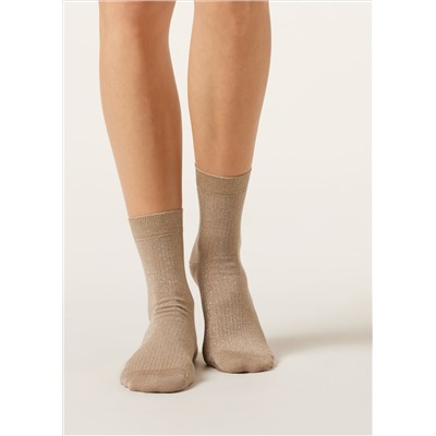 Socken in Rippstrick mit Glitzer
