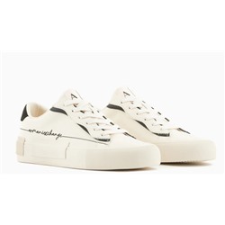 Eco-leather sneakers with microsuede details
