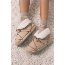 Zapatillas casa botas antelina beige
