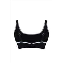 Siyah Kontrast Biye Detaylı Bralette Büyük Beden Bikini Üstü TBBSS24CT00008