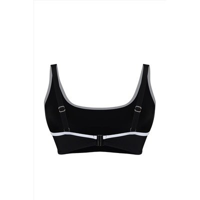 Siyah Kontrast Biye Detaylı Bralette Büyük Beden Bikini Üstü TBBSS24CT00008
