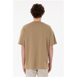Erkek Oversize Fit Bisiklet Yaka Haki Tişört