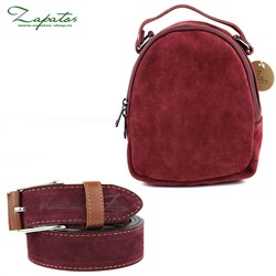 AB.Z · Pelle · mochila serraje (610) VINO+Ab.Zapatos Pelle cinturon (140) VINO