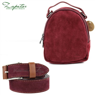 AB.Z · Pelle · mochila serraje (610) VINO+Ab.Zapatos Pelle cinturon (140) VINO
