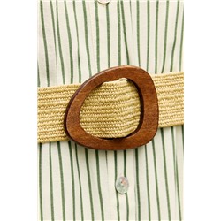 BELTED STRIPED SHIRT DRESS
