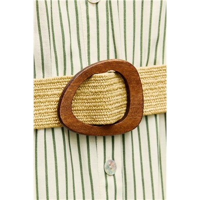 BELTED STRIPED SHIRT DRESS