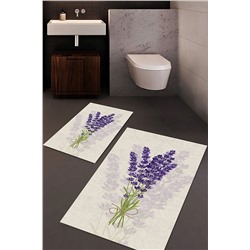 WOOLLY HOME COLLECTİON Lavanta Desenli Banyo Halı Takımı (60x100/40x60) - Wlly371 WLLY-BNY0371