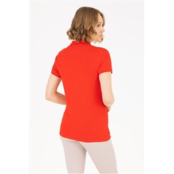 Kadın Kırmızı Basic Polo Yaka Tişört