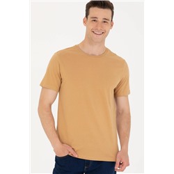 Erkek Camel Basic Bisiklet Yaka Tişört
