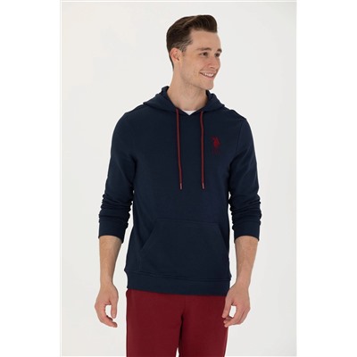 Erkek Lacivert Kapüşonlu Basic Sweatshirt
