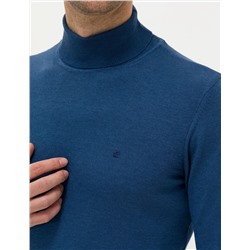 İndigo Melanj Slim Fit Balıkçı Yaka Basic Triko Kazak