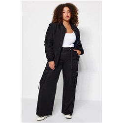 Trendyol Curve Siyah Wide Leg Paraşüt Dokuma Pantolon TBBAW24AR00010