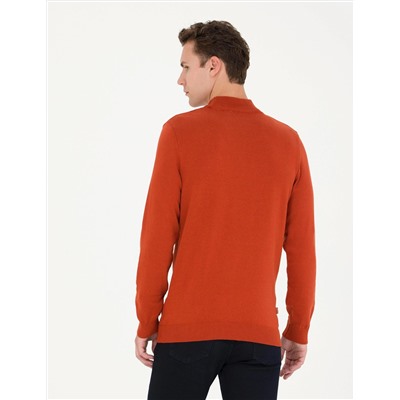 Kiremit Slim Fit Yarım Balıkçı Basic Triko Kazak