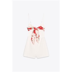 CUT-OUT SCARF PRINT PLAYSUIT