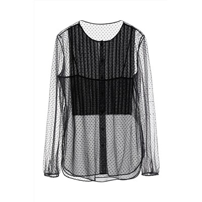 Camisa efecto doble prenda Negro