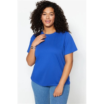 Saks Regular Fit Basic Bisiklet Yaka %100 Pamuk Örme Büyük Beden T-Shirt TBBSS22TS0733