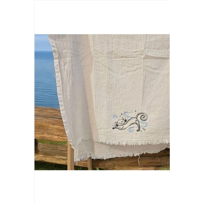 shules collection, SEVİMLİ YUMMY TEMBELLIKLE  Nakişli Özel Tasarim  Müslin Peştemal, Plaj Havlusu, Banyo Havlusu