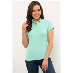 Kadın Mint Basic Polo Yaka Tişört