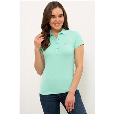 Kadın Mint Basic Polo Yaka Tişört
