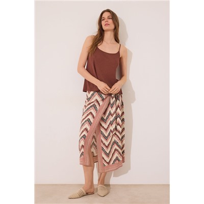 Camiseta tirantes canalé marrón