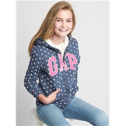 Cozy logo floral zip hoodie