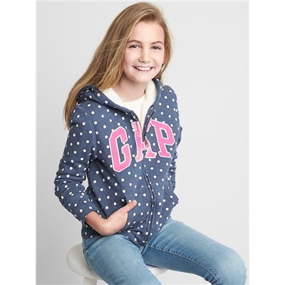 Cozy logo floral zip hoodie