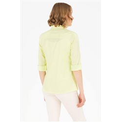 Kadın Neon Sarı Uzun Kollu Basic Gömlek